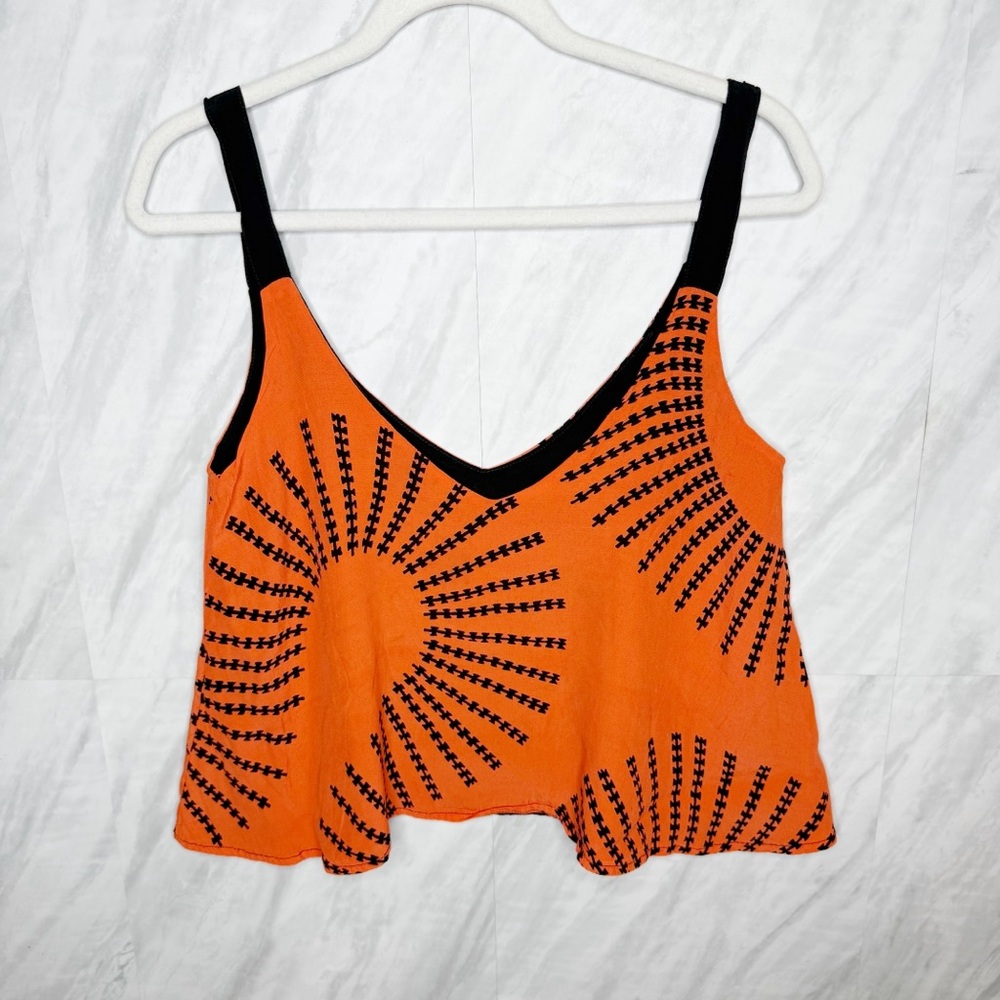 Manaola Camisole Top in Vibrant Red Orange Reversible Large